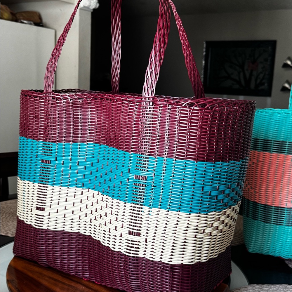 Multicolor Woven Tote Bag